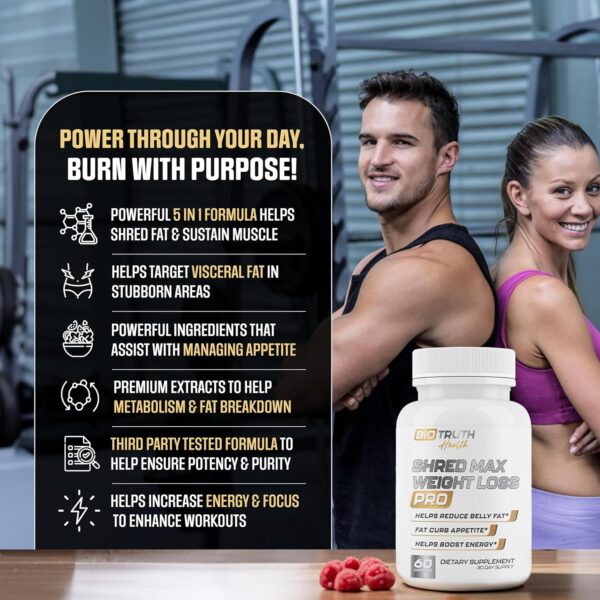 Shred MAX PRO Weight Loss Pills for Women & Fat Burner for Men | Supports GLP-1 Pathway Function - Appetite Suppressant, Carb Blocker | 3rd Party Tested Supplement - 60 Pills for Adults - Image 4