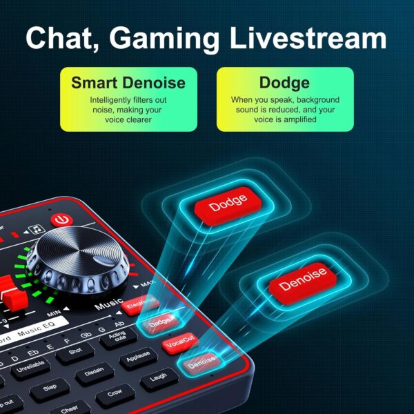 Podcast Microphone Bundle with Live Sound Board Audio Mixer, Podcast Equipment Bundle with 3.5mm Condenser Microphone for Pc/Phone Live Streaming Singing Gaming, Soundboard with Voice Changer, Denoise - Image 5