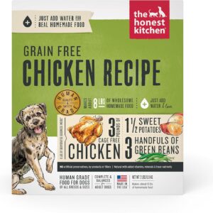 The Honest Kitchen Human Grade Dehydrated Grain Free Dog Food – Complete Meal or Dog Food Topper – Chicken 2 lb (makes 8 lbs)