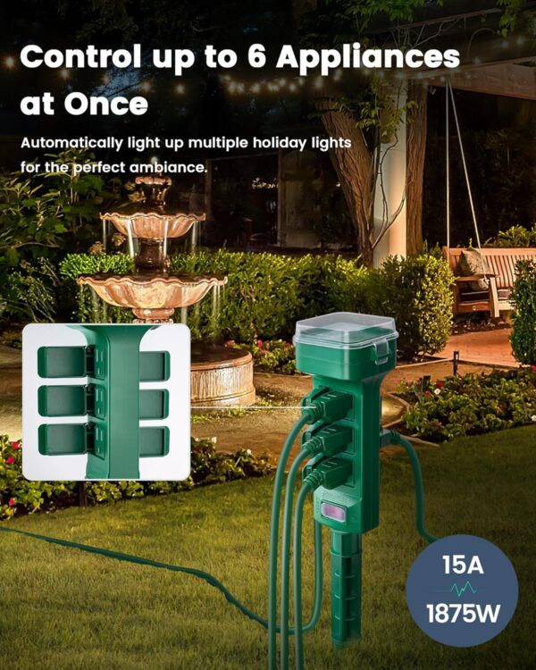 SURAIELEC Outdoor Smart Plug, WiFi Power Stake Light Timer with 6 Outlet, 6FT Extension Cord, Electrical Weatherproof for Patio Lights, Christmas Decorations, Compatible with Alexa/Google Assistant - Image 4