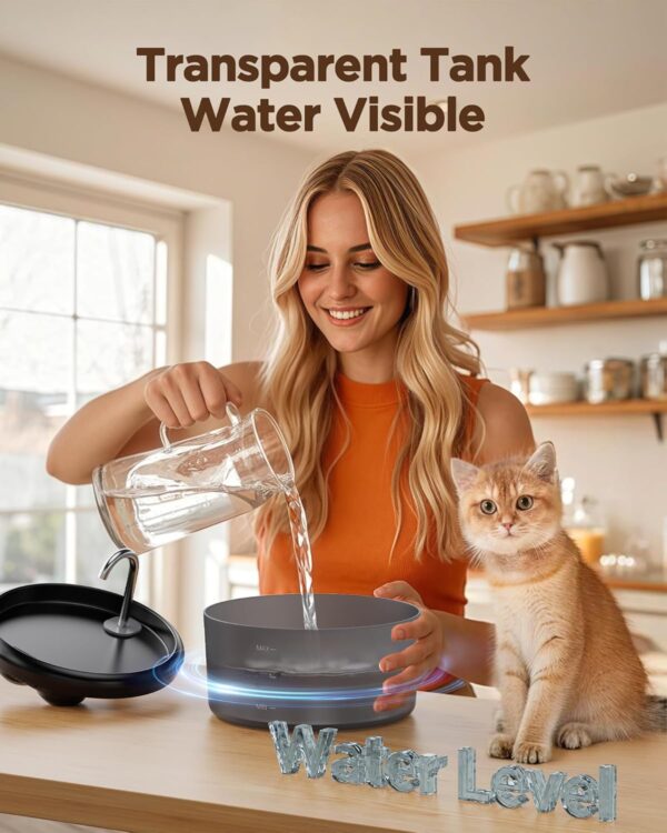 Cat Water Fountain for Cats Indoor: 80oz/2.4L Cat Fountains for Drinking - Quiet Pet Watering Bowls for Cats Inside - Black Kitten Waterer Supplies - for Small and Medium Animals - Image 6