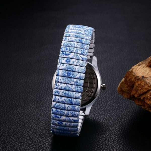 OIDEA Stretch Band Watches for Women: Bohemia Flower Easy Reader Elastic Band Watch Large Face Big Number Analog Quartz Bracelet Watch Expansion Band Wristwatch - Image 7