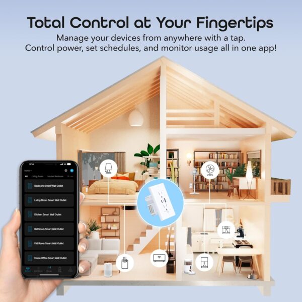 Geeni Current Smart Wi-Fi Outlet with 2 Fast Charge USB Ports (20W USB-C PD & Quick Charge USB-A), Voice Control, No Hub Required, Compatible with Alexa & Google Home - Image 9