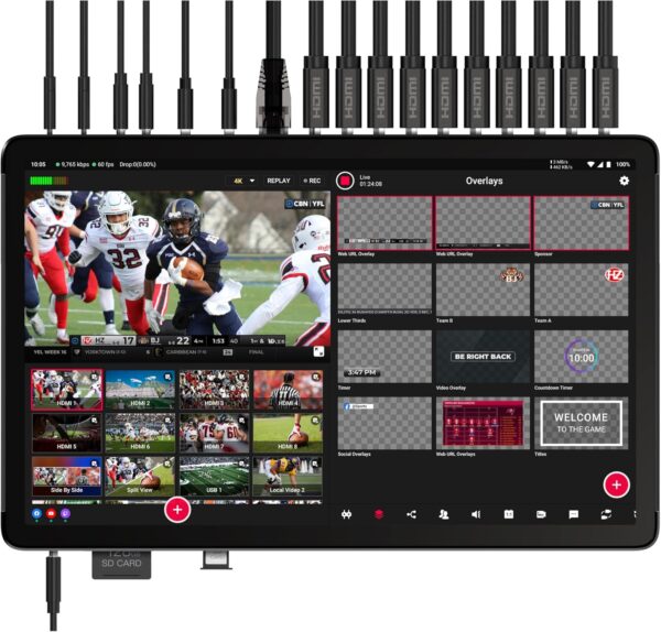 YoloLiv YoloBox Extreme, 4K NDI All-in-One Live Streaming Equipment with 8 HDMI Inputs, 2 HDMI Out, ISO Recording, for Facebook, YouTube, RTMP, SRT