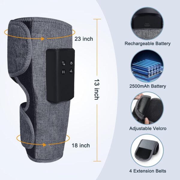 Air Compression Leg Massagers for Circulation and Pain Relief with Heat, Cordless Wearable Thigh or Calf Leg Massagers, 4 Modes 3 Intensities Relax for Home Office Gym, Gift for Men Women (Pair) - Image 6