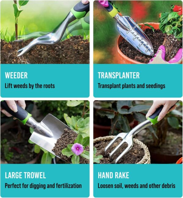GROWIT Heavy Duty Gardening Tools - 22-Piece Gardening Gifts for Women, Men, Mom, Dad - Durable, Ergonomic Garden Tools Set - Image 3