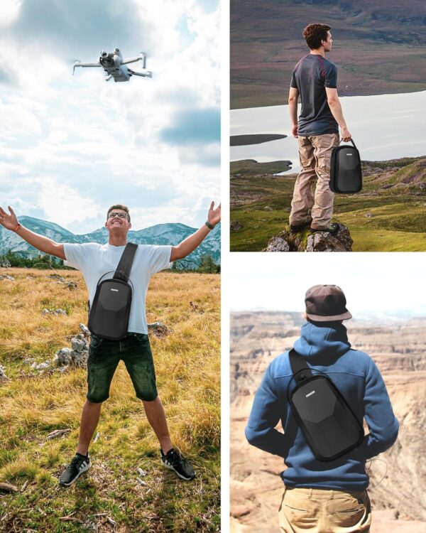 Mini 4 Pro Case, Waterproof Hard Carrying Case, Portable Travel Drone Sling Backpack, Crossbody Bag Compatible with DJI Mini 4 Pro, RC 2/ RC-N2 Controller, Fly More Combo and Accessories - Image 9