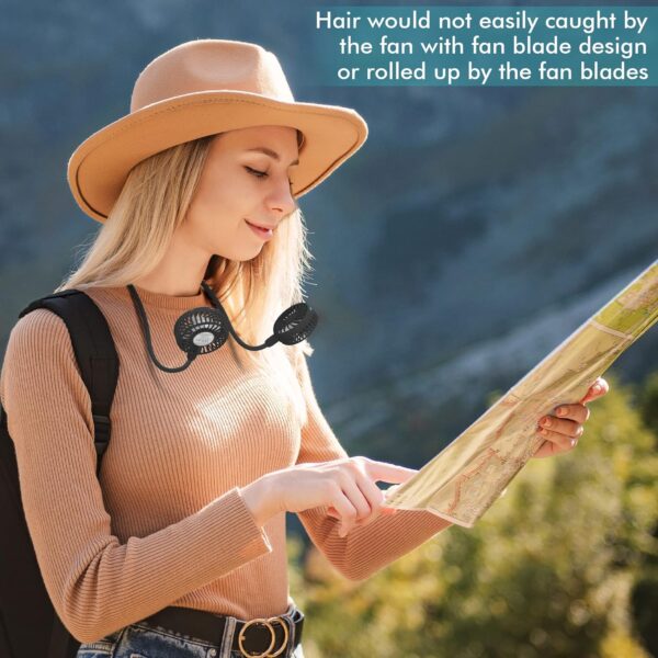 COMLIFE Portable Neck Fan, 2600mAh Battery Operated Ultra Quiet Hands Free USB Fan with Strong Wind, 360° Adjustable High Flexibility Wearable Personal Fan for Home Office Outdoor Travel (Black) - Image 4