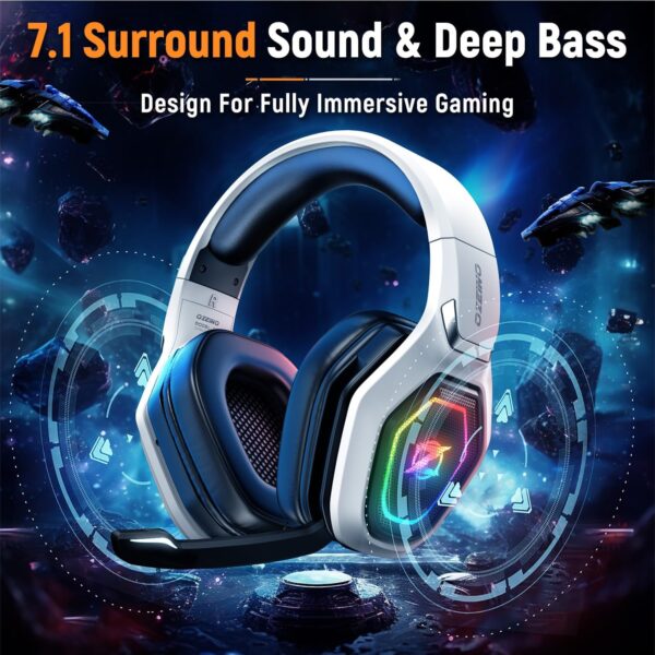 2.4GHz Wireless Gaming Headset for PC, Ps5, Ps4 - Lossless Audio USB & Type-C Ultra Stable Gaming Headphones with Flip Microphone, 40-Hr Battery Gamer Headset for Switch, Laptop, Mobile, Mac - Image 3