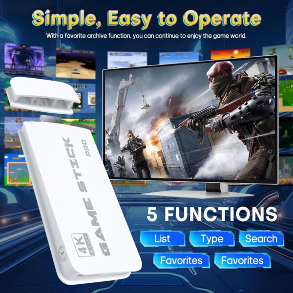 Retro Game Stick, Classic Video Games, Over 20000+ Games and 23 Emulators, Upgraded Dual 2.4G Wireless Controllers, Plug & Play TV Retro Gaming Console with 64GB Memory - Image 3