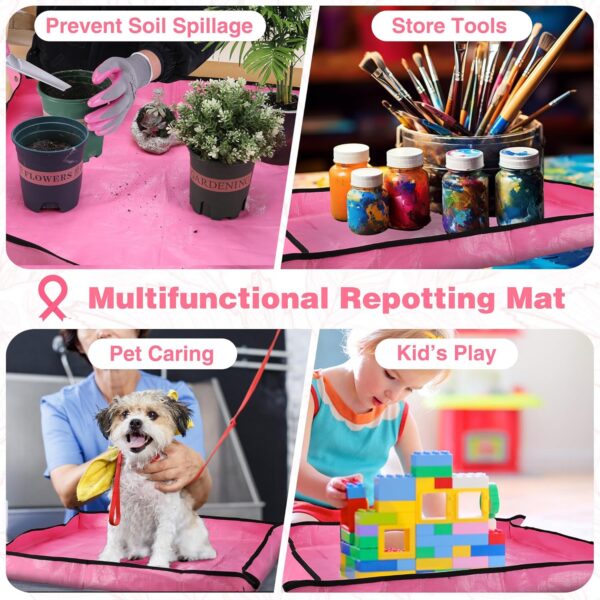 WORKPRO 5PCS Garden Tool Set, Powder Coating Compact Aluminum Gardening Tool Set with Repotting Mat, Outdoor Garden Hand Tools, Ideal Gardening Gift, Pink - Image 7