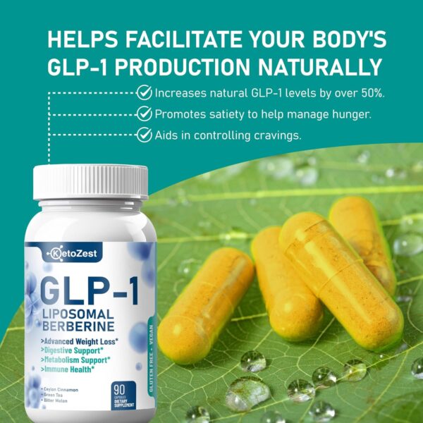 GLP-1 Weight Loss Support Supplement - 15-in-1 GLP1 Booster for Suport Weight Management Appetite Suppressant Fat Burn for Women Men - with Liposomal Berberine HCl Bitter Melon Citrus - Image 3