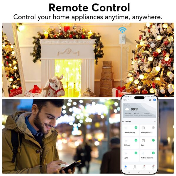 EIGHTREE Smart Plug, Smart Home WiFi Outlet Works with Alexa & Google Home, Smart Socket with Remote Control & Timer Function, 2.4GHz WiFi Only, 4 Packs - Image 3