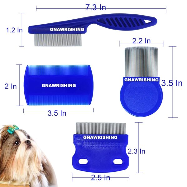 Flea Comb 4Pcs with High Strength Teeth Pet Tear Stain Remover Combs, Pet Dog Cat Grooming Comb Set Effective Float Hair Remover - Image 2