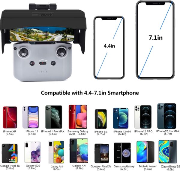 STARTRC Sun Hood Sunshade for DJI Neo/Mini 4k/Air 3S/Mini 2 SE/Mini 3/Mini 3 Pro/Mini 2/ Air 3/Mavic 3 Classic Controller Accessories for 4.4-7.1inch Smartphone Screen - Image 4