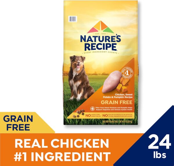 Nature’s Recipe Grain Free Chicken, Sweet Potato & Pumpkin Recipe Dry Dog Food, 24 lb. Bag - Image 4