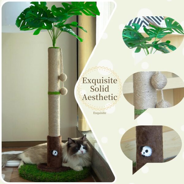 Cat Scratching Post for Indoor Cats and Kitten - 35.43" Tall Cat Scratching Post with Sisal Rope,Palm Tree Cat Scratch Post with Hanging Ball - Image 2