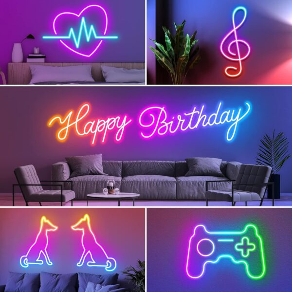 AILBTON 20Ft Neon Rope Lights,Flexible Led Rope Lights Control with App/Remote,Multiple Modes Rope Lights,IP65 Outdoor RGB Led Neon Lights,Music Sync Gaming Led Neons Light Strip for Bedroom Decor - Image 4