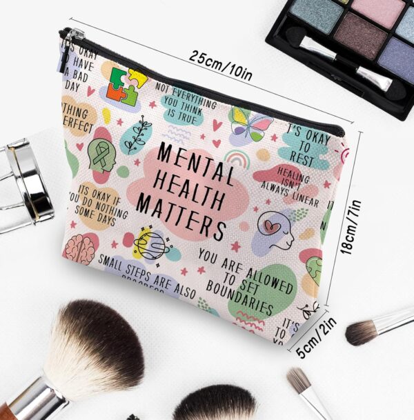 Mental Health Gifts Makeup Bag, Mental Health Awareness Gift, Positive Thinking Daily Affirmation, Positive Quotes Mental Health Matters Cosmetic Bag for Women - Image 2
