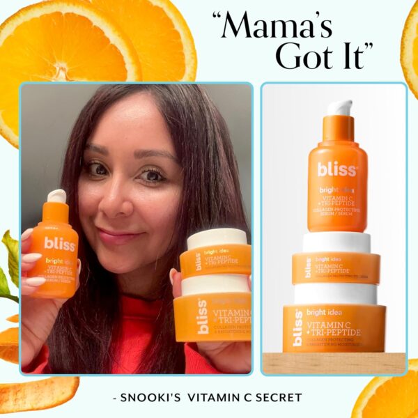 Bliss 15% Vitamin C + Tri-Peptide Bright Idea Serum – Brightening & Firming Anti-Aging Face Serum – Boosts Collagen & Elasticity – 1 fl oz - Image 2