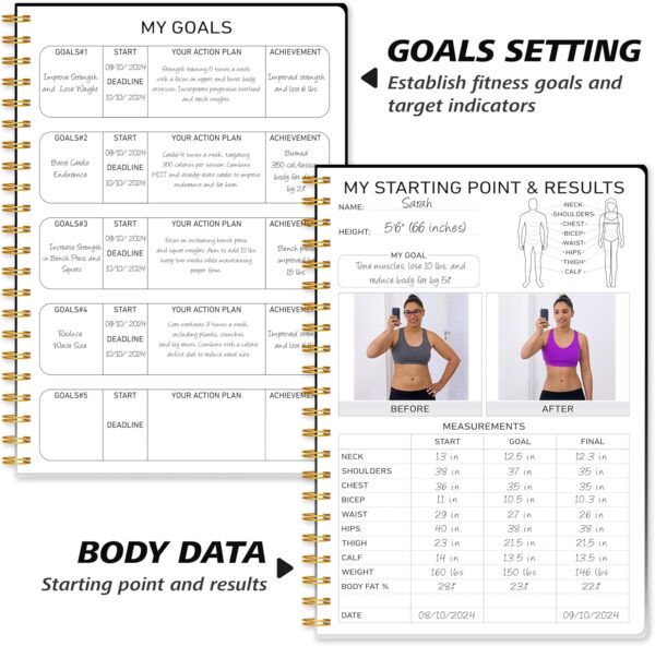 Fitness Journal Workout Planner for Women & Men - A5(5.5" x 8.5") Sturdy Workout Log Book for Gym & Personal Home Workouts - Black - Image 4