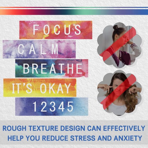 80 Pcs Anxiety Sensory Stickers with Inspirational Quotes Calm Textured Strips Relief Mental Health Stickers School Office Adhesive Sensory Tape Anti Stress Toys for Adults Teens (Watercolor) - Image 4