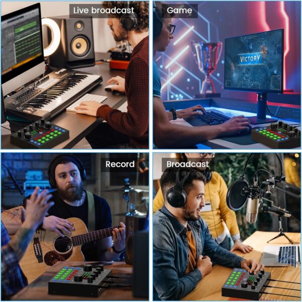 Podcast Equipment Bundle for 2, Audio Interface with Voice Changer Condenser Microphones for Gamer, All-in-One Audio Mixer Perfect for Live Streaming, Singing, YouTube, Gaming - Image 7