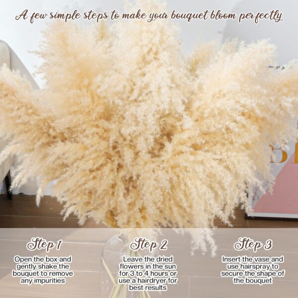 40" 11 PCS Dried Pampas Grass Decor Tall,Large Natural Beige pompas Grass,Tall Pampas Grass for Floor Vase,Wedding,Party,Farmhouse,Boho Home Decor,and Creating a Bohemian Ambiance - Image 3