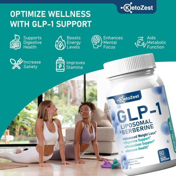 GLP-1 Weight Loss Support Supplement - 15-in-1 GLP1 Booster for Suport Weight Management Appetite Suppressant Fat Burn for Women Men - with Liposomal Berberine HCl Bitter Melon Citrus - Image 2