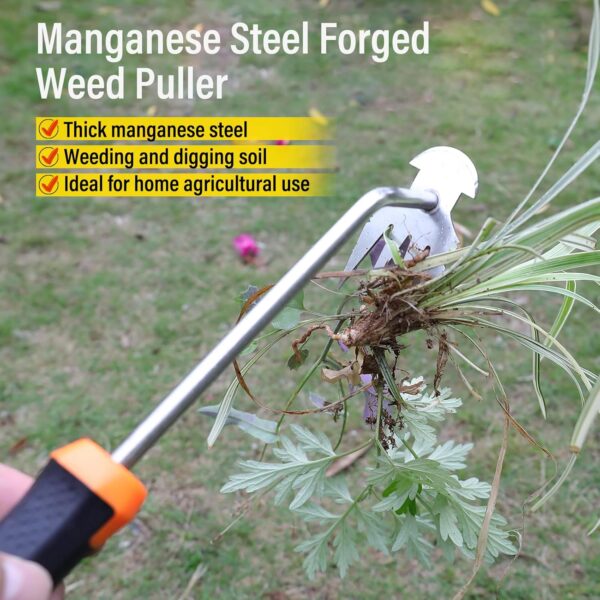 Weed Puller Tool,Portable Garden Weeder Tool,2024 New Manganese Steel Weeding Tools,For Hand Weeder Puller for Vegetable Gardening Backyard Farm Planting & Uprooting Weeding Tool (Rubber Handle) - Image 4
