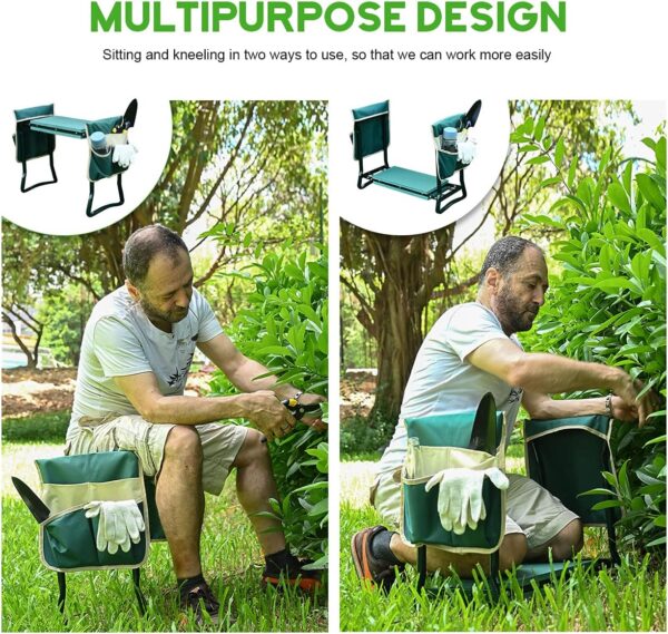 KVR Upgraded Garden Kneeler and Seat with Thicken & Widen Soft Kneeling Pad,Heavy Duty Foldable Gardener Stool with 2 Tool Pouches,Gardening Gifts for Women Mom Men Seniors¡­… - Image 5
