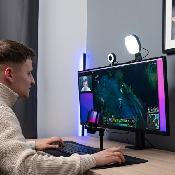 Live Streaming Kit- Perfect for Streaming Video Games on Twitch, YouTube, Podcasts and Working from Home. includes 1920x1080p Webcam, Professional USB Microphone, and One LED Multi-Color Light - Image 2