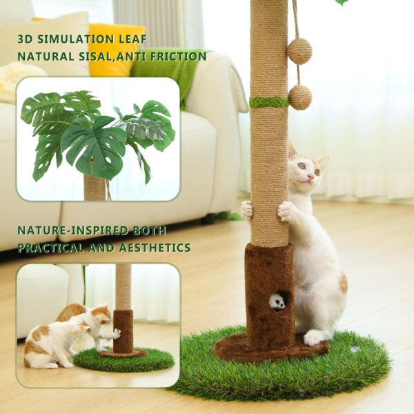 Cat Scratching Post for Indoor Cats and Kitten - 35.43" Tall Cat Scratching Post with Sisal Rope,Palm Tree Cat Scratch Post with Hanging Ball - Image 5