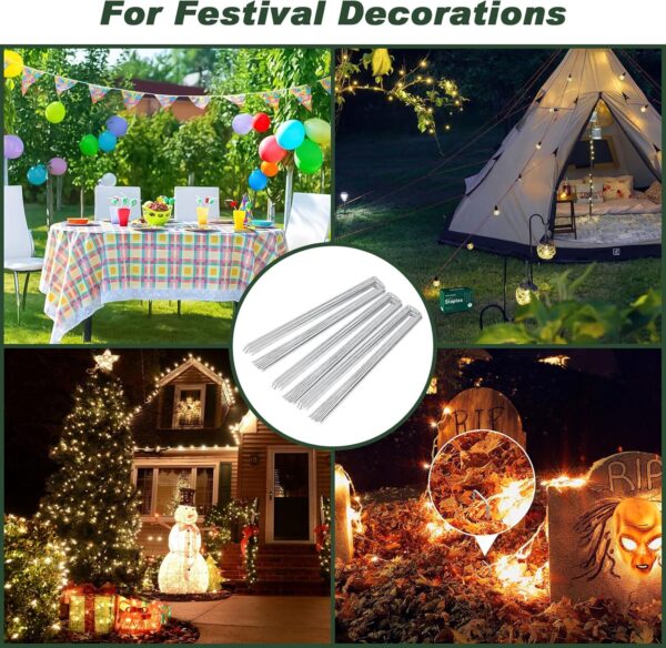 FEED GARDEN 6 Inch 50 Pack Hot-dip Galvanized Landscape Staples Plant Cover Stakes 11 Gauge Tent Stakes Garden Stakes Landscaping Fabric SOD Pins Yard Stakes for Decoration Weed Barrier Fabric - Image 5
