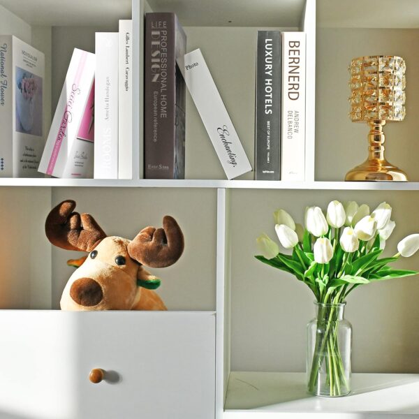 Mandy's Artificial Tulips 20 Stems White PU Faux Flowers for Wedding Home Decor 13.5 Inch - Image 9
