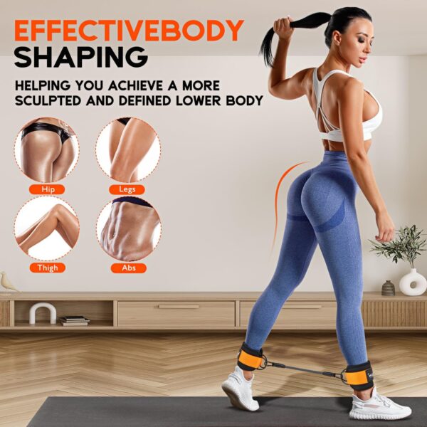 HPYGN Ankle Resistance Bands, Ankle Bands for Working Out with Cuffs, Resistance Bands for Leg Butt Training Workout Equipment for Kickbacks Hip Gluteus Training, Ankle Strap with Exercise Bands - Image 3
