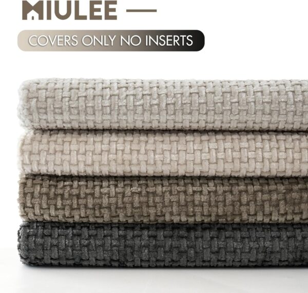 MIULEE Pack of 4 Couch Throw Pillow Covers 18x18 Inch Neutral Soft Decorative Chenille Pillow Covers Farmhouse Boho Cushion Covers for Mid Century Modern Home Decor Sofa Bedroom Living Room - Image 5