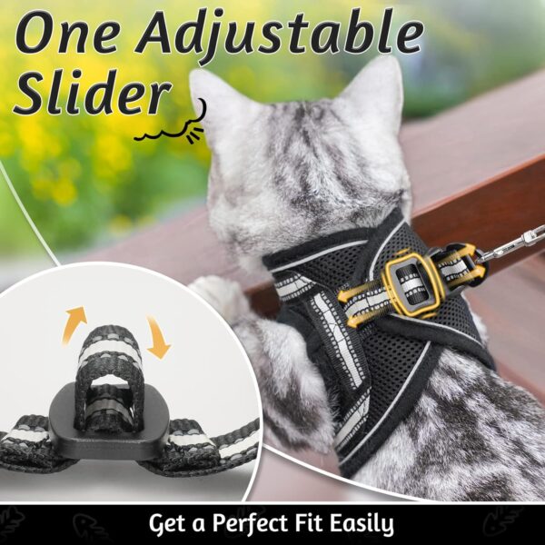 rabbitgoo Cat Harness and Leash Set for Walking Escape Proof, Adjustable Soft Kittens Vest with Reflective Strip for Cats, Comfortable Outdoor Vest, Black, S - Image 6