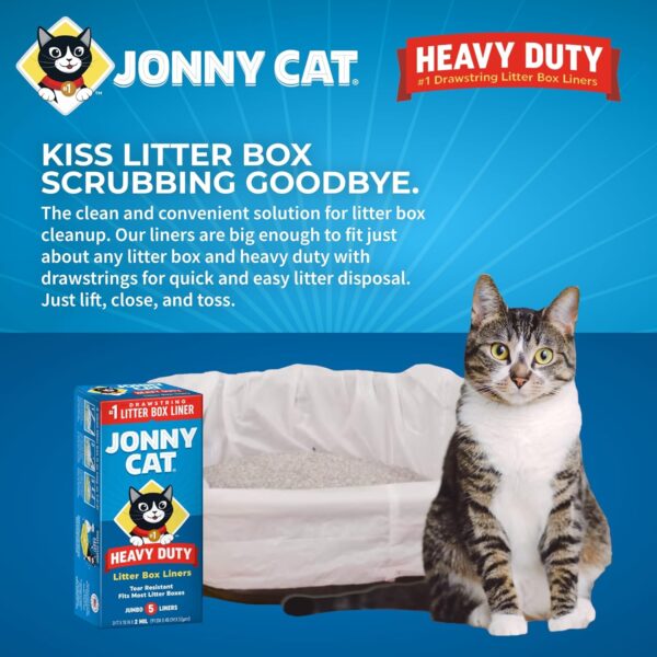 Jonny Cat Litter Box Liners: Heavy Duty - Tear & Leak Resistant - Drawstring Close - Jumbo, 5 Count - Image 4
