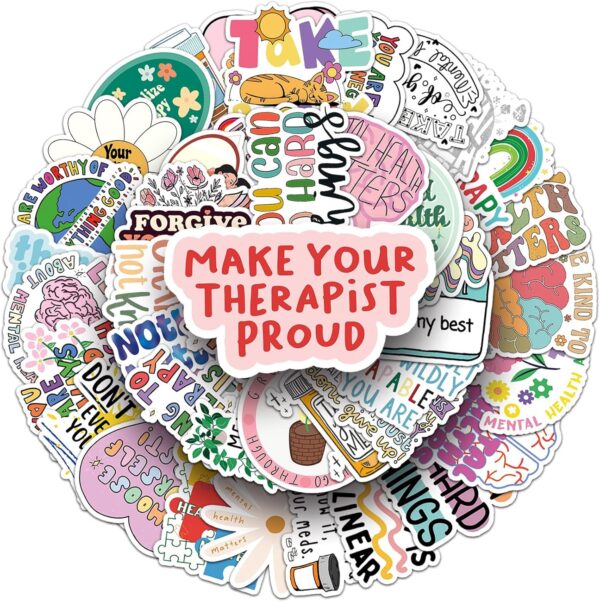 100PCS Mental Health Stickers,Mental Health Awareness Decals Vinyl Waterproof Stickers for Water Bottle Laptop Luggage Helmet Skateboard Guitar Scrapbook Phone Gifts - Image 6