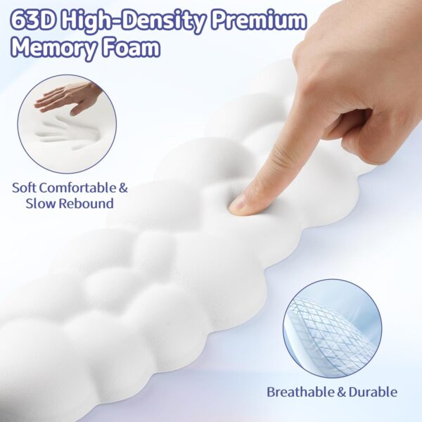 Cloud Wrist Rest Keyboard, Cloud Keyboard Wrist Pad Set with PU Leather Memory Foam, Cute Arm Rest for Palm Support, PC/Gaming Desk Accessories/Office Setup/Computer Hand Cushion - White - Image 4