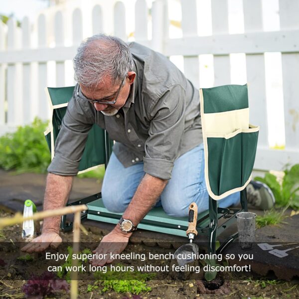 KVR Upgraded Garden Kneeler and Seat with Thicken & Widen Soft Kneeling Pad,Heavy Duty Foldable Gardener Stool with 2 Tool Pouches,Gardening Gifts for Women Mom Men Seniors¡­… - Image 7