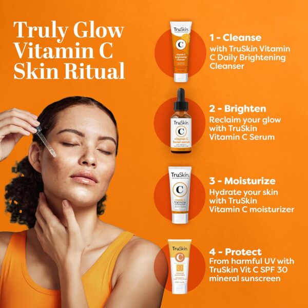 TruSkin Vitamin C Serum For Face – Anti Aging Formula with Vitamin C, Hyaluronic Acid, Vitamin E – Brightening Serum – Improve Appearance of Dark Spots, Tone, Fine Lines & Wrinkles, 2 Fl Oz - Image 6