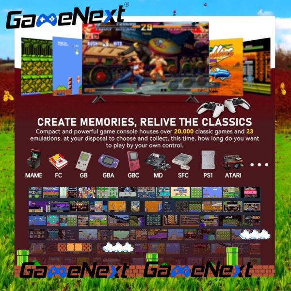 GameNext 2025 New Retro Game Console, Nostalgia Gaming Stick, Classic Video Games with 4K HDMI, 20,000+ Games and 23 Emulators, Upgraded Dual 2.4G Wireless Controllers 64GB - Image 3