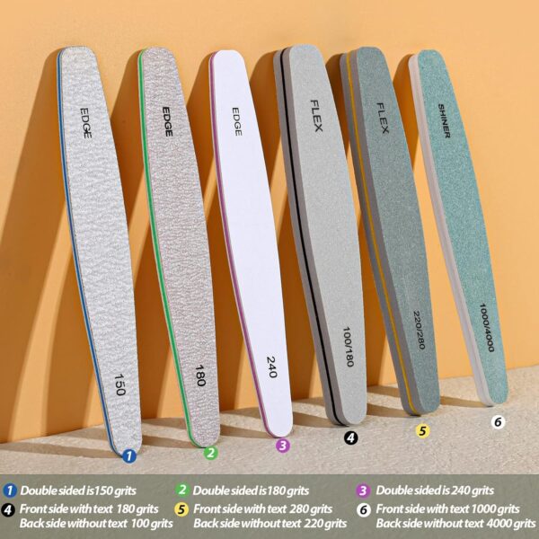 Teenitor Nail File Nail Buffer, 6 pcs Nail Files and Buffers for Natural Nails, Emery Boards for Nails, Nail Buffer and Shine Kit Nail Filer, Nail Buffer Block 100/180 Grit Nail Files Fingernail Files - Image 5