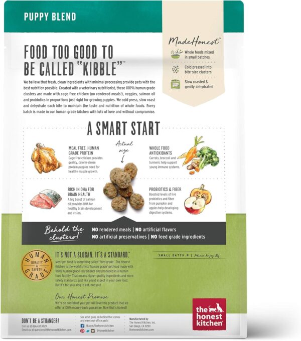 The Honest Kitchen Whole Food Clusters Puppy Grain Free Chicken Dry Dog Food, 1 lb Bag - Image 2