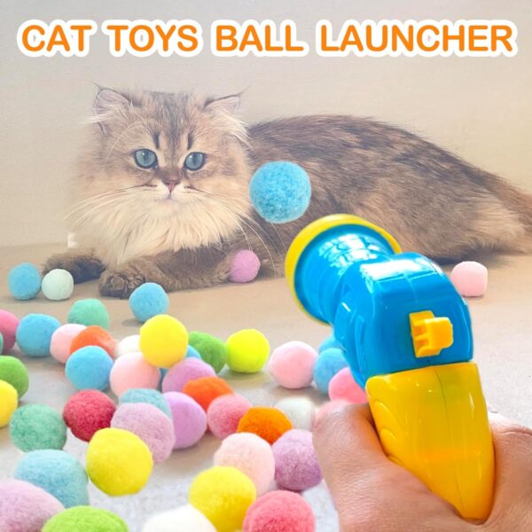 31Pcs Cat Ball Toy Launcher Gun,Cat Balls Fetch Toy,30Pcs Plush Fuzzy Balls Launcher Cat Toy for Cats with 1 Gun,Funny Interactive Cat Toys for Bored Indoor Adult Cats,Cute Kitten Kitty Toys - Image 2