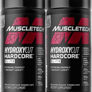 Hydroxycut Hardcore Elite - 100 Rapid-Release Thermo Caps - Energy & Focus - for Men & Women - 50 Servings