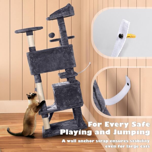 Yaheetech 54in Cat Tree Tower Condo Furniture Scratch Post for Kittens Pet House Play - Image 9