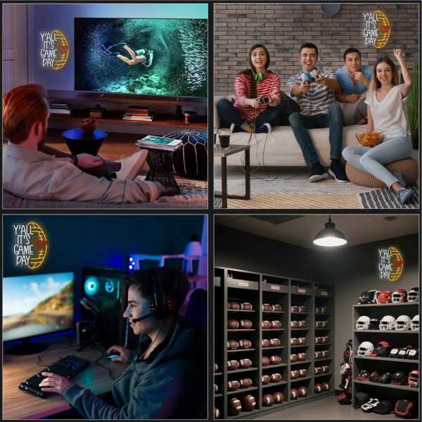LED Neon Sign for Wall Decor, Y'ALL Its Game Day FootballNeon Light, USB Powered Dimmable, 5V/2A, 16.5"x12.2" for Home, Party, Gift, Office, Bedroom, Football Lover - Image 4